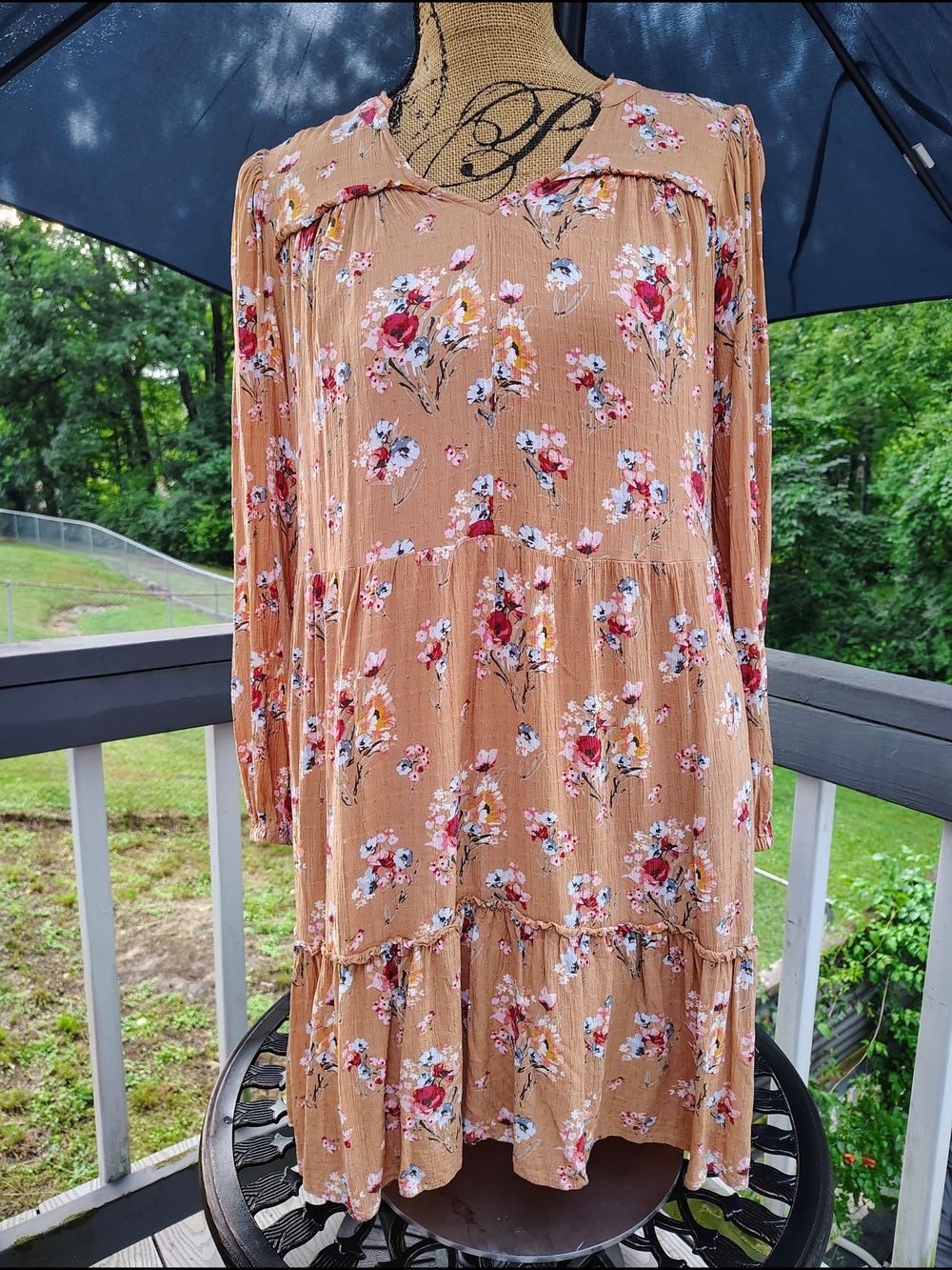 Boho Floral Babydoll Dress Prairie Cottagecore Pockets